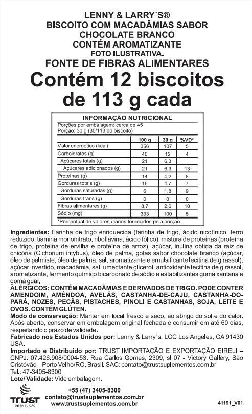 Lenny & Larry's White Choc Macadamia 113g