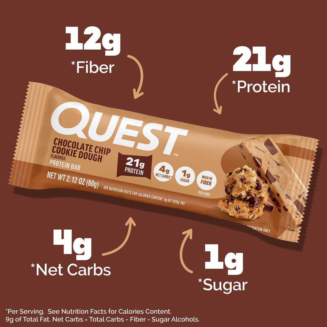 Quest protein bar chocolate chip cookie dough 60g