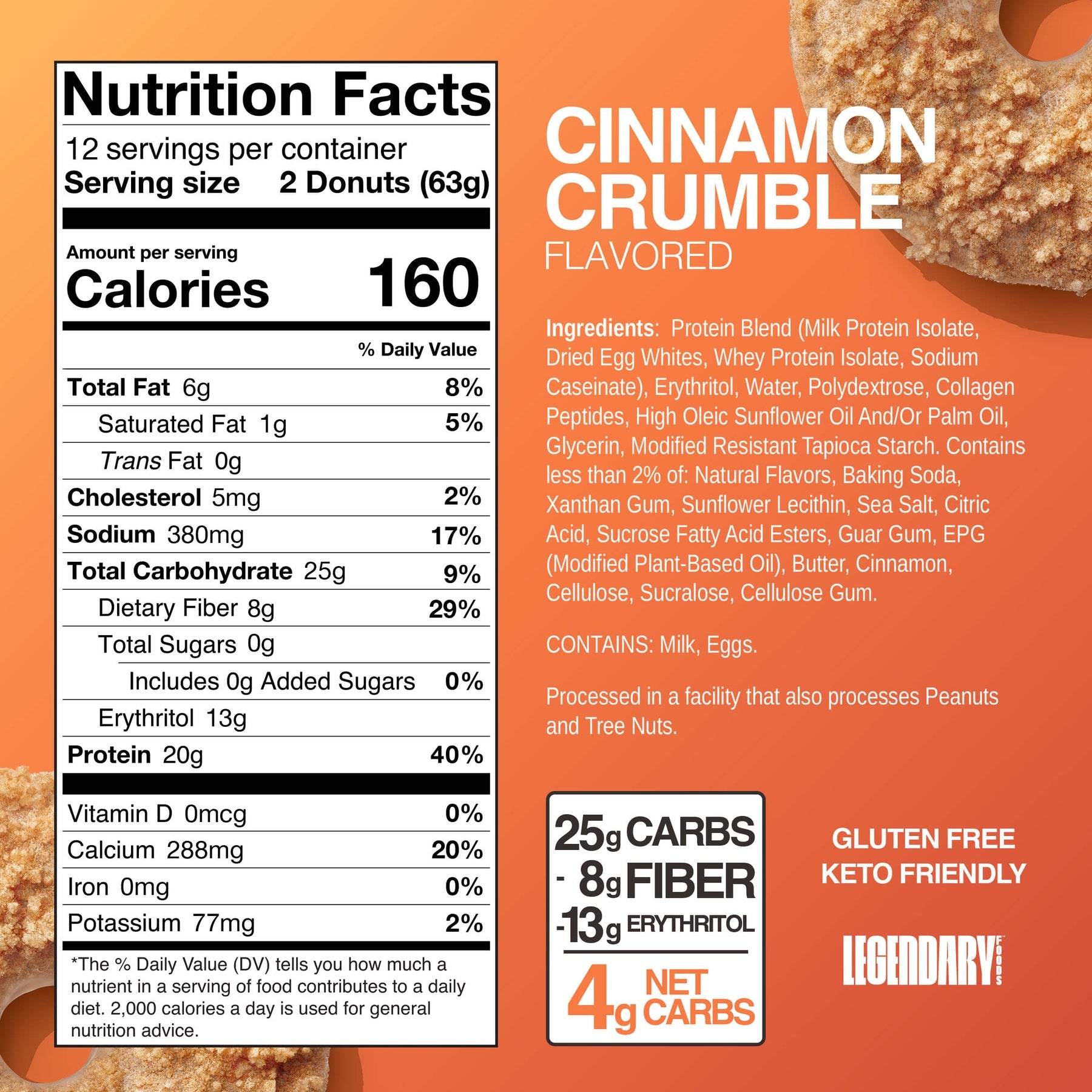 Legendary Foods Protein Donut Cinnamon Crumble 63g