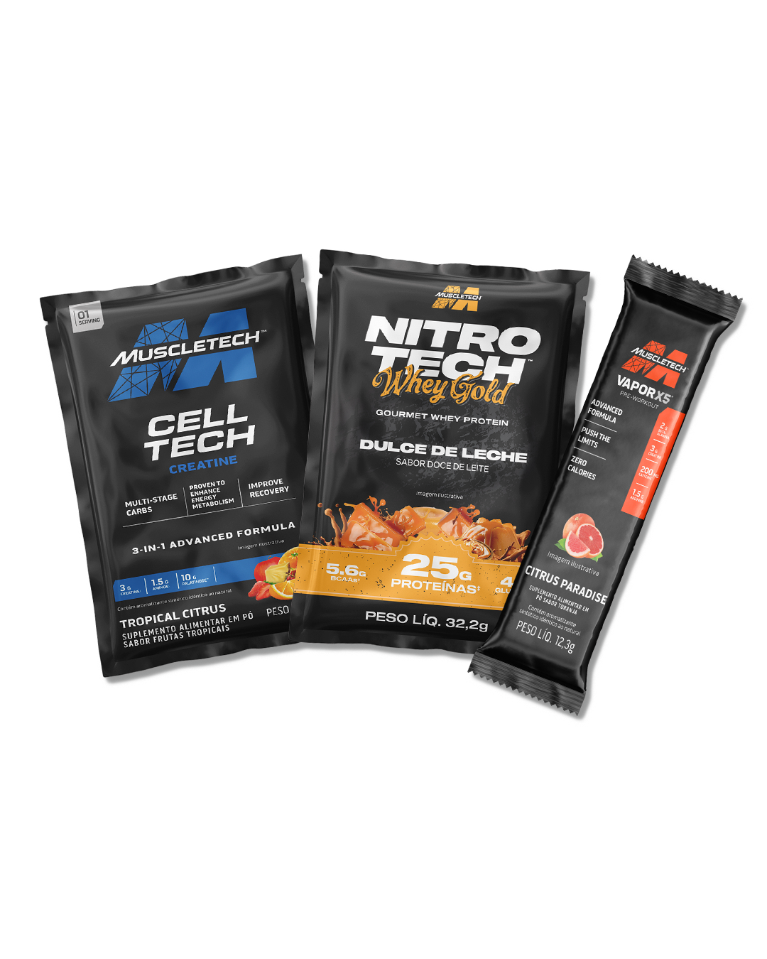 Combo Sachê Whey Gold + Vapor + Cell-tech
